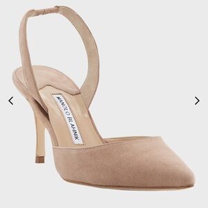 MANOLO BLAHNIK
Carolyne Suede Mid-Heel Slingback Pump